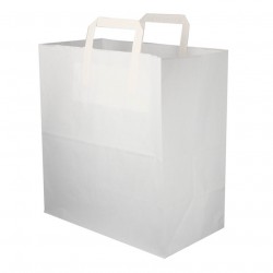 BOLSAS DE PAPEL BLANCA CON ASAS PLANAS 32X17X34CM