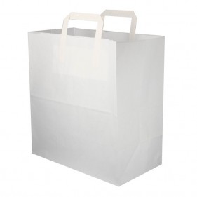 Bolsa Papel blancas con Asa plana interior (32 + 17 x 34 cm)