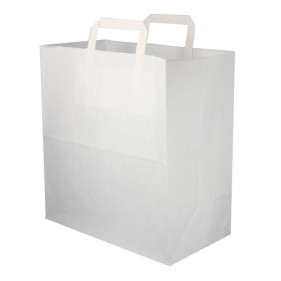 Sac en papier blanc avec poignée intérieure plate (32 17x34 cm)
