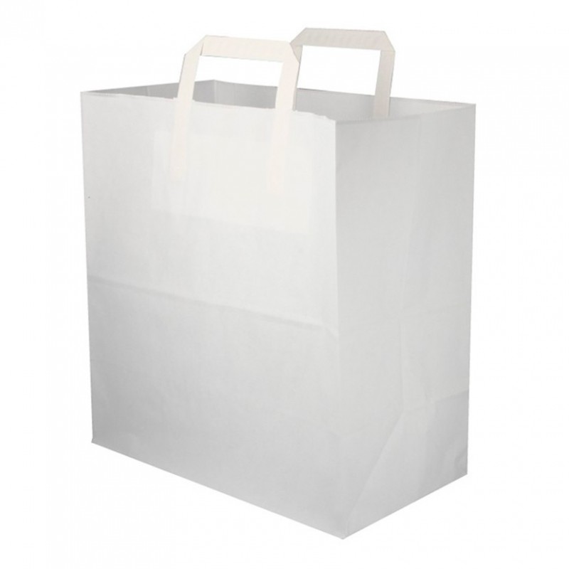 White Paper Bag with flat interior handle (32+17x34 cm)