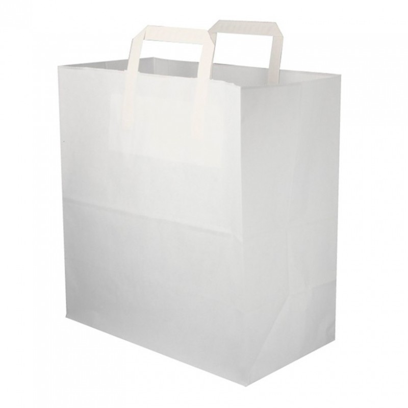 White Paper Bag with flat interior handle (32+17x34 cm) White Paper Bag with flat interior handle (32+17x34 cm)