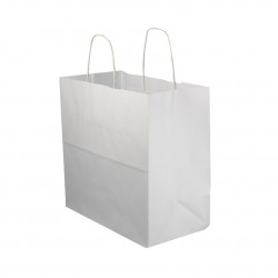 White paper bags with curly handle (26 14x27cm)