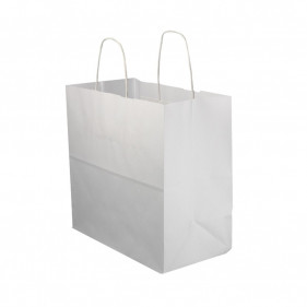 White paper bags with curly handle (26 14x27cm)