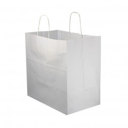 White paper bags with curly handle (30+18x29cm)