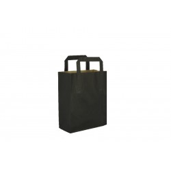 Bolsas de papel kraft MINI negra con asa plana (18+9x22cm)