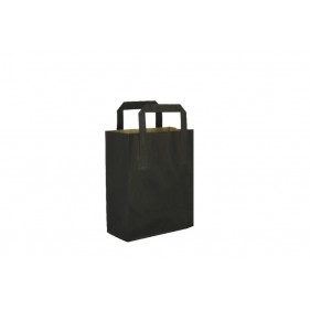 MINI sacchetti di carta kraft nera con manico piatto (18+9x22cm)
