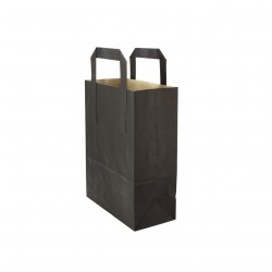 Bolsas de papel kraft MINI negra con asa plana (18+9x22cm)