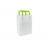 Bolsas de papel blancas pequeñas asa verde (20+10x28cm)