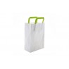Bolsas de papel blancas pequeñas asa verde (20+10x28cm)