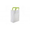Bolsas de papel blancas pequeñas asa verde (20+10x28cm)