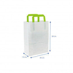 Bolsas de papel blancas pequeñas asa verde (20+10x28cm)