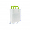 Bolsas de papel blancas pequeñas asa verde (20+10x28cm)