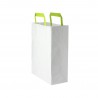 Bolsas de papel blancas pequeñas asa verde (20+10x28cm)
