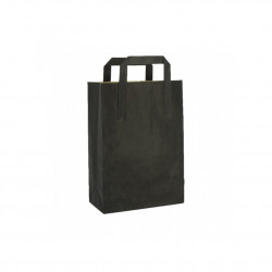 Bolsas de papel kraft negras con asa plana (20 + 10 x 28cm)