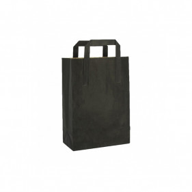Sacs en papier kraft noir avec anse plate (20+10x28cm)