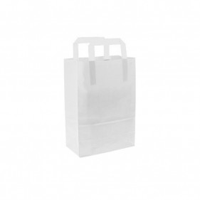 Bolsa de papel blanca pequeña con asa plana (20+10x28cm)