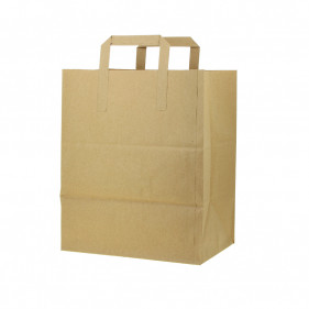 Bolsas de papel kraft reciclado con asas planas (26+20x32cm)