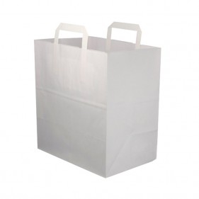 Bolsas de papel blancas asa plana (28 + 17 x 29cm)