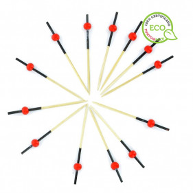 Bastoncini per spiedini ECO perlati rossi da 7 cm