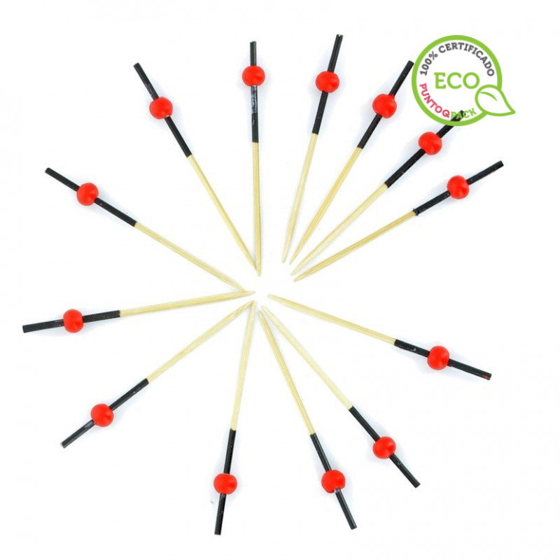 Bastoncini per spiedini ECO perlati rossi da 7 cm Bastoncini per spiedini ECO perlati rossi da 7 cm