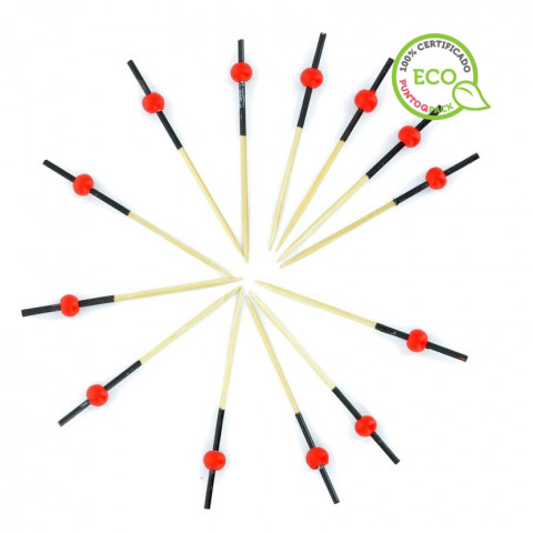  Palillos para brochetas ECO perlas rojas de 7 cm