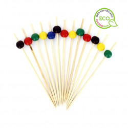 Palitos para espetinhos ECO com pérolas coloridas de 12,5 cm