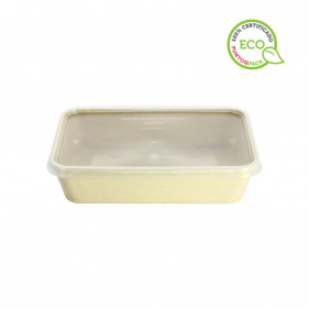 Biodegradable wheat fiber containers with lids (500cc). Until end of stock