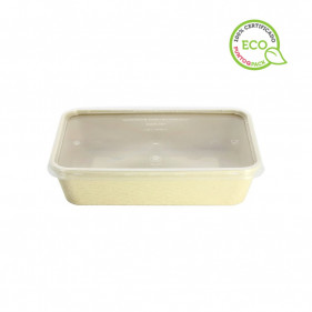 Envases biodegradables fibra trigo con tapa (500cc). Hasta fin de stock