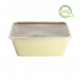 Biodegradable wheat fiber containers with lids (950cc). Until end of stock