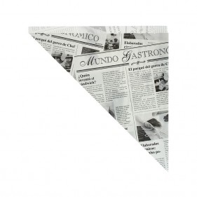 Cono de papel antigrasa con diseño de periódico para fritos (25 x 25 x 34cm)