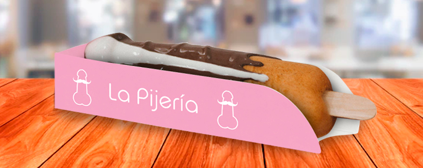 Conoce la moda de los gofres con forma de pene servidos en envases para hot dog