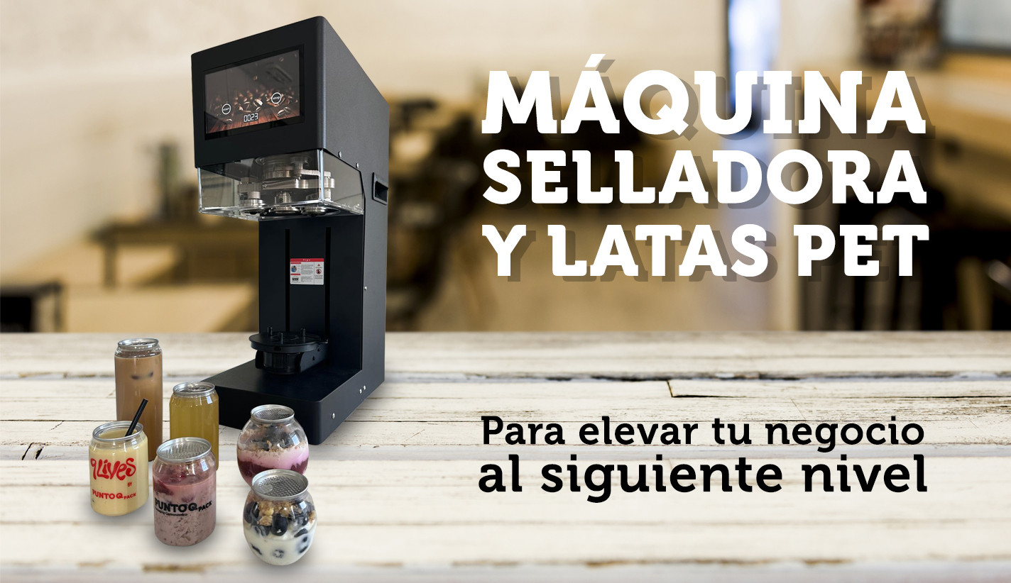 Máquina y latas PET