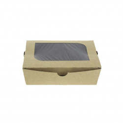 SALADEIRA DE PAPELÃO KRAFT COM JANELA 1000CC