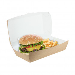 CAJA DE CARTON KRAFT PARA HAMBURGUESA MENU