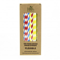 Pajitas de papel flexibles de colores (20cm 0.6Ø)