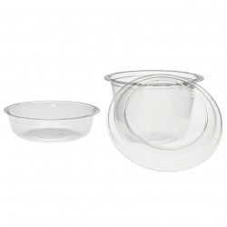 Tapa plana PET para tarrina tripot transparente