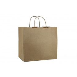 SACOS DE PAPEL KRAFT COM ALÇAS ONDULADAS 26X14X27CM
