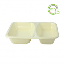 Envases biodegradables celulosa 2 divisiones (640+465cc). 