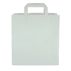Saco de Papel Branco com Asa Interior Plana (26+14x29cm) | PointQpackName