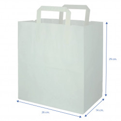 Bolsa Papel Blanco con Asa plana interior (26+14x29cm) | PuntoQpack