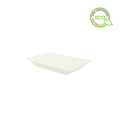 Platos de fibra rectangulares blancos (17x13x2,8cm) Platos de fibra rectangulares blancos (17x13x2,8cm)