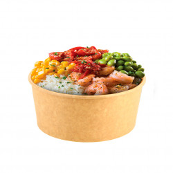 ENSALADERA BOWL POKE DE CARTON KRAFT CON TAPA 750CC