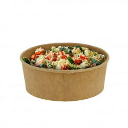 SALADEIRA DE PAPELÃO KRAFT COM TAMPA 550ML