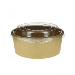 SALADEIRA DE PAPELÃO KRAFT COM TAMPA 550ML
