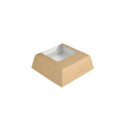 TARTERA KRAFT PEQUENA CON VENTANA 12X12X4CM