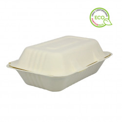 Envase de fibra rectangular blanco con tapa (1000cc)