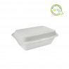 Envases de fibra blancos rectangulares con tapa (600cc)