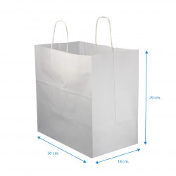 SACOS DE PAPEL BRANCO COM ALÇAS ONCOLADAS 30X18X29CM