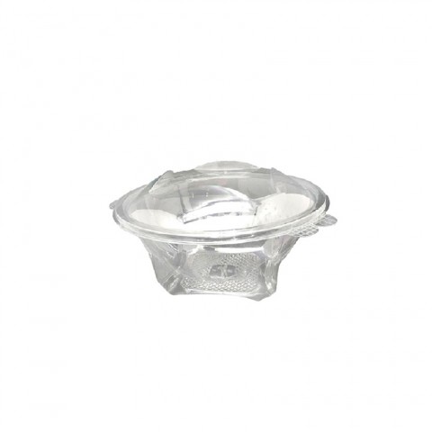 Saladeira de plástico redonda com tampa de dobradiça 250cc