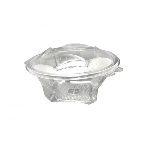 Saladeira de plástico redonda com tampa de dobradiça 500cc